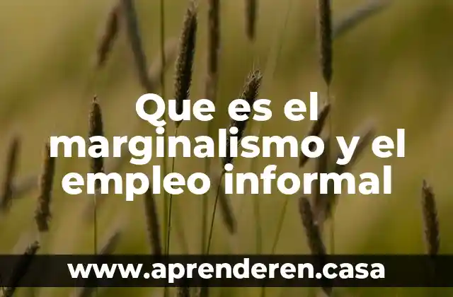 Qué es el lenguaje informal y formal 4 Que es el marginalismo y el empleo informal