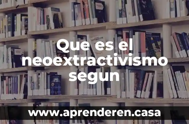 Que es el neoextractivismo segun