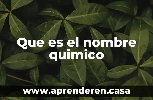 Que es el nombre quimico