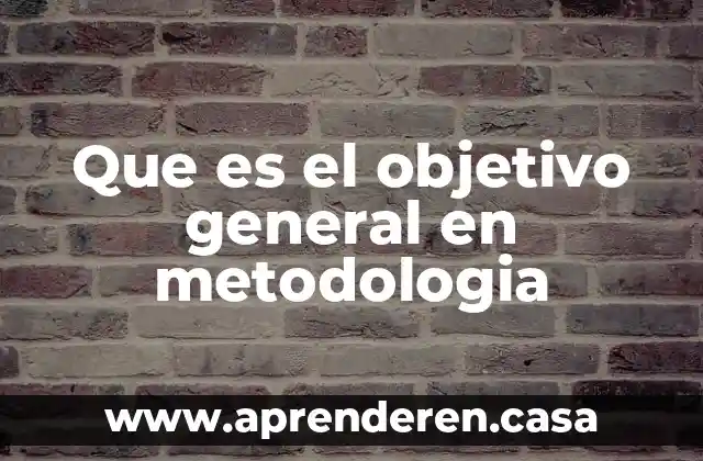Que es el objetivo general en metodologia