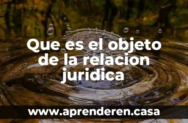 Que es el objeto de la relacion juridica