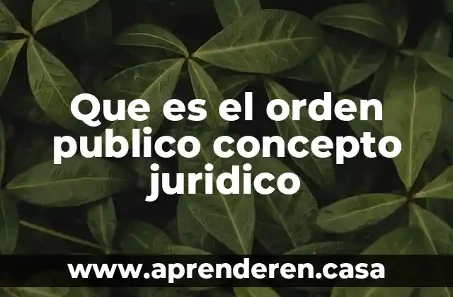 Que es el orden publico concepto juridico