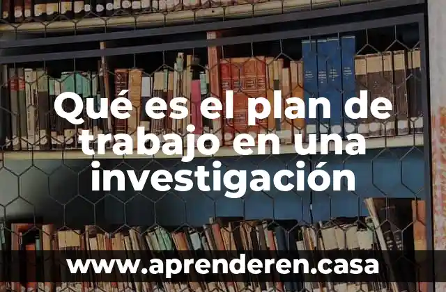 Qué es el plan de trabajo en una investigación