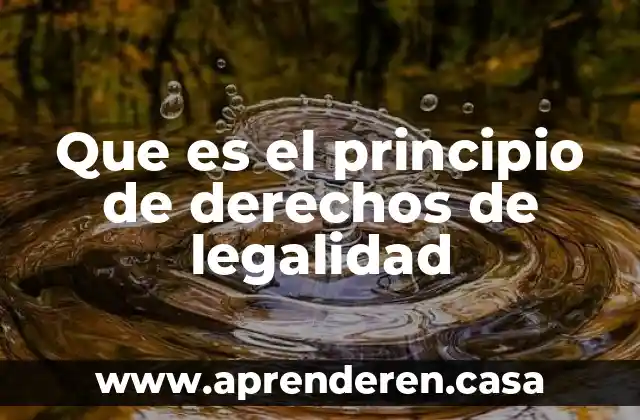 Que es el principio de derechos de legalidad