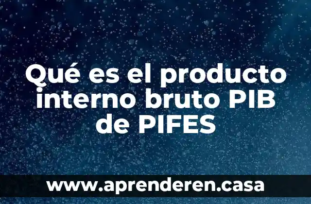 Qué es el producto interno bruto PIB de PIFES
