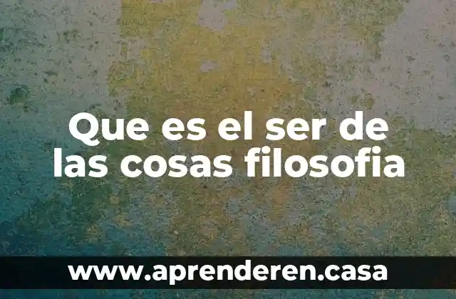 Que es el ser de las cosas filosofia