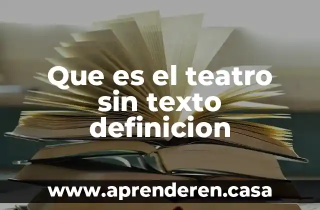 Que es el teatro sin texto definicion