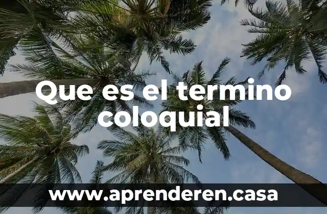 Que es el termino coloquial