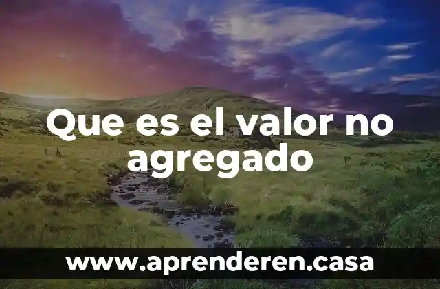 Que es el valor no agregado