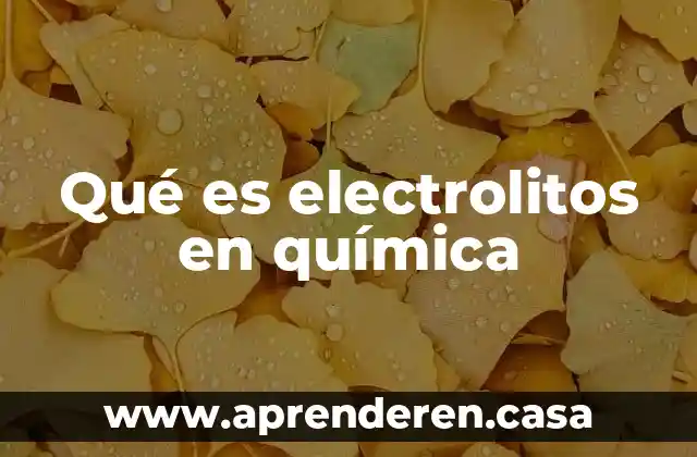 Qué es electrolitos en química
