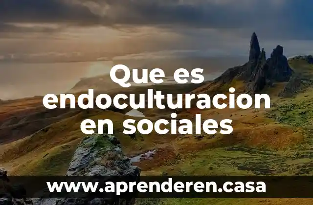 Que es endoculturacion en sociales