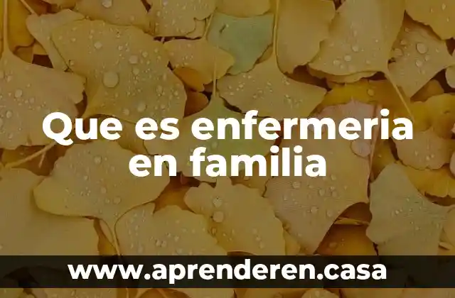 Que es enfermeria en familia