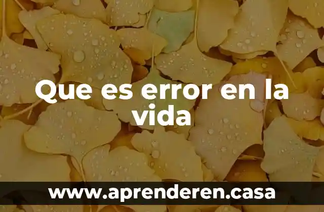 Que es error en la vida