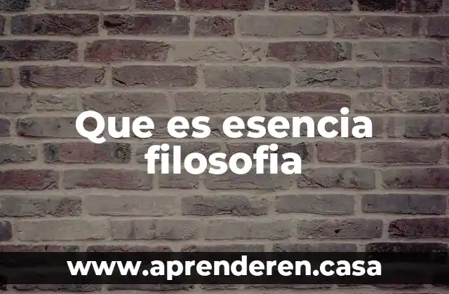 Que es esencia filosofia