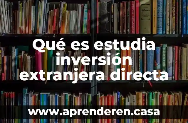 Qué es estudia inversión extranjera directa