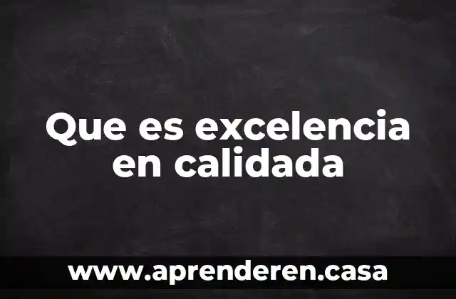 Que es excelencia en calidada