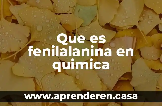 Que es fenilalanina en quimica