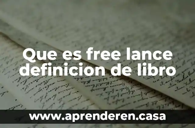 Que es free lance definicion de libro