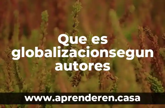 Que es globalizacionsegun autores