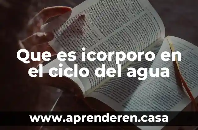 Que es icorporo en el ciclo del agua