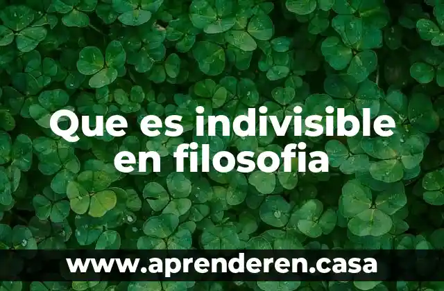 Que es indivisible en filosofia