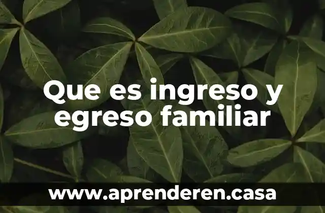 Que es ingreso y egreso familiar