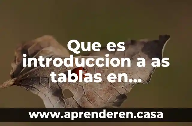 Que es introduccion a as tablas en computacion