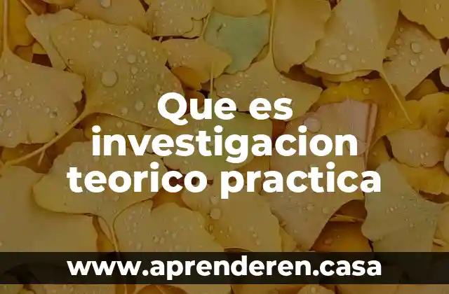 Que es investigacion teorico practica