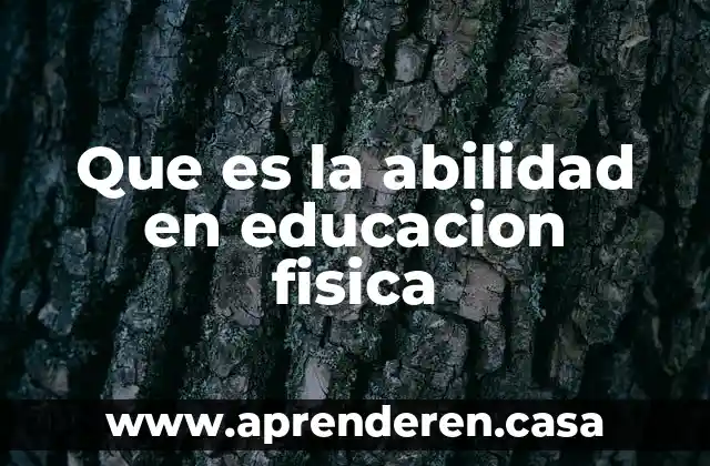 Que es la abilidad en educacion fisica