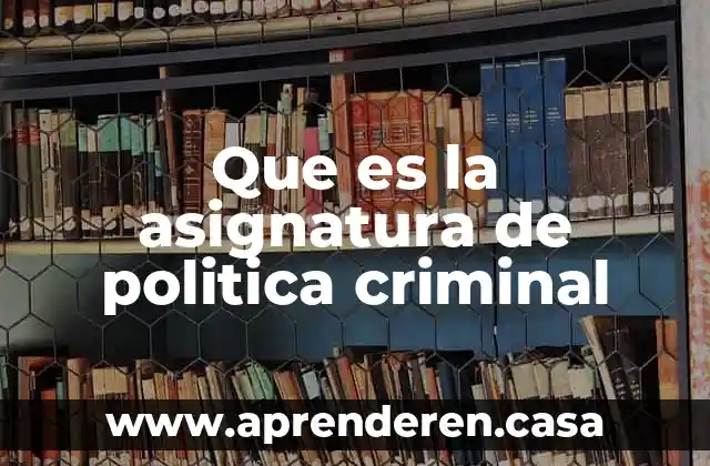 Que es la asignatura de politica criminal