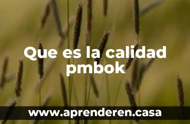 Que es la calidad pmbok