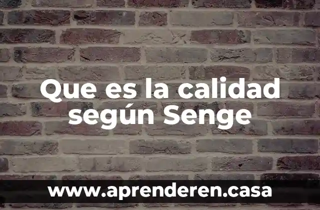 Que es la calidad según Senge