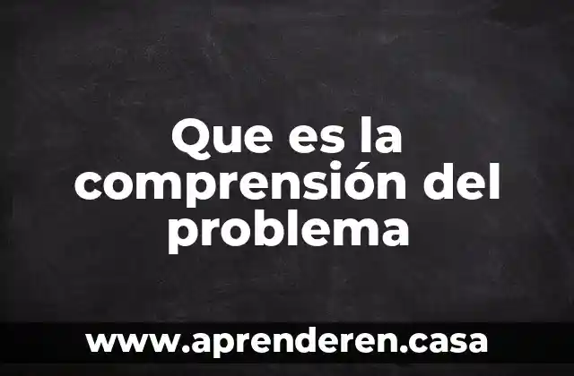 Que es la comprensión del problema