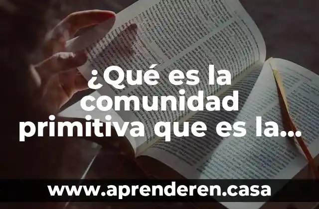 ¿Qué es la comunidad primitiva que es la sociedad?
