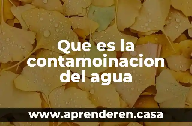 Que es la contamoinacion del agua