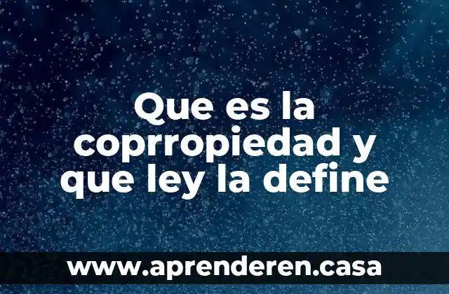 Que es la coprropiedad y que ley la define