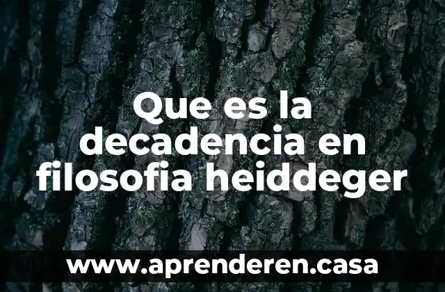 Que es la decadencia en filosofia heiddeger