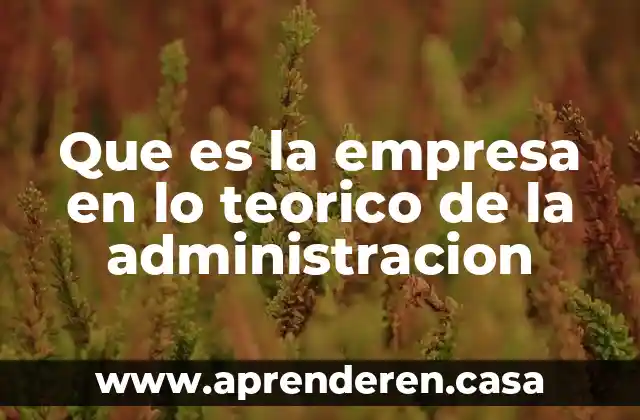 Que es el concepto temas de administracion 6 Que es la empresa en lo teorico de la administracion