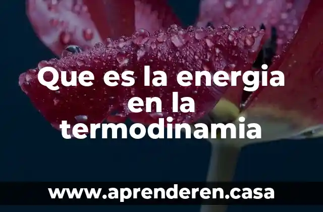 Que es la energia en la termodinamia