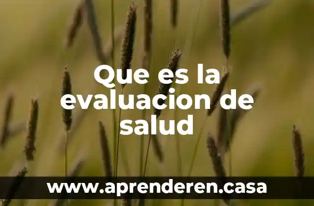 Que es la evaluacion de salud