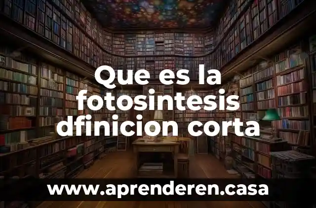 Que es la fotosintesis dfinicion corta