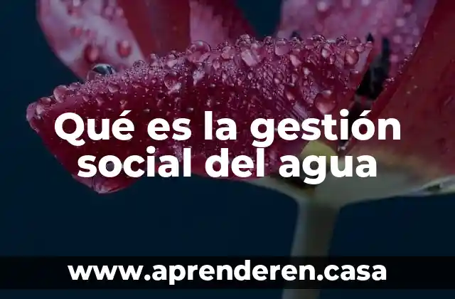 Qué es la gestión social del agua