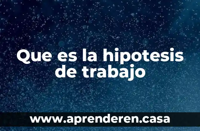 Que es la hipotesis de trabajo