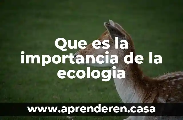 Que es la importancia de la ecologia