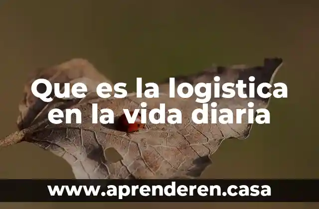 Que es la logistica en la vida diaria