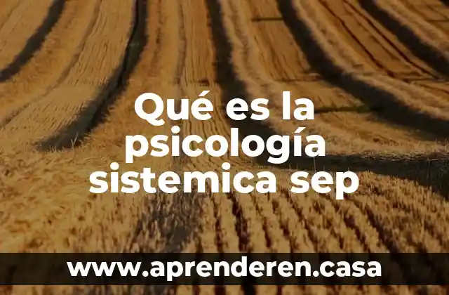 Qué es la psicología sistemica sep