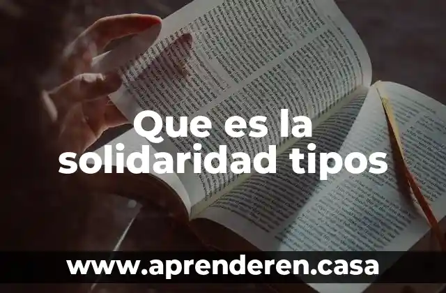 Que es la solidaridad tipos