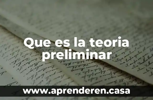 Que es la teoria preliminar