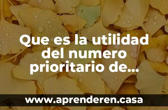 Que es la utilidad del numero prioritario de riesgo