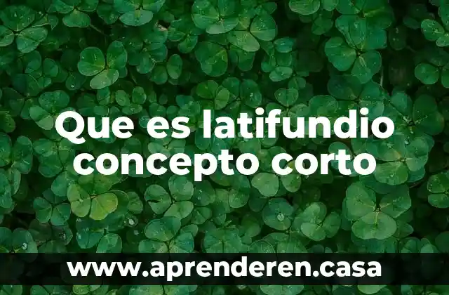 Que es latifundio concepto corto